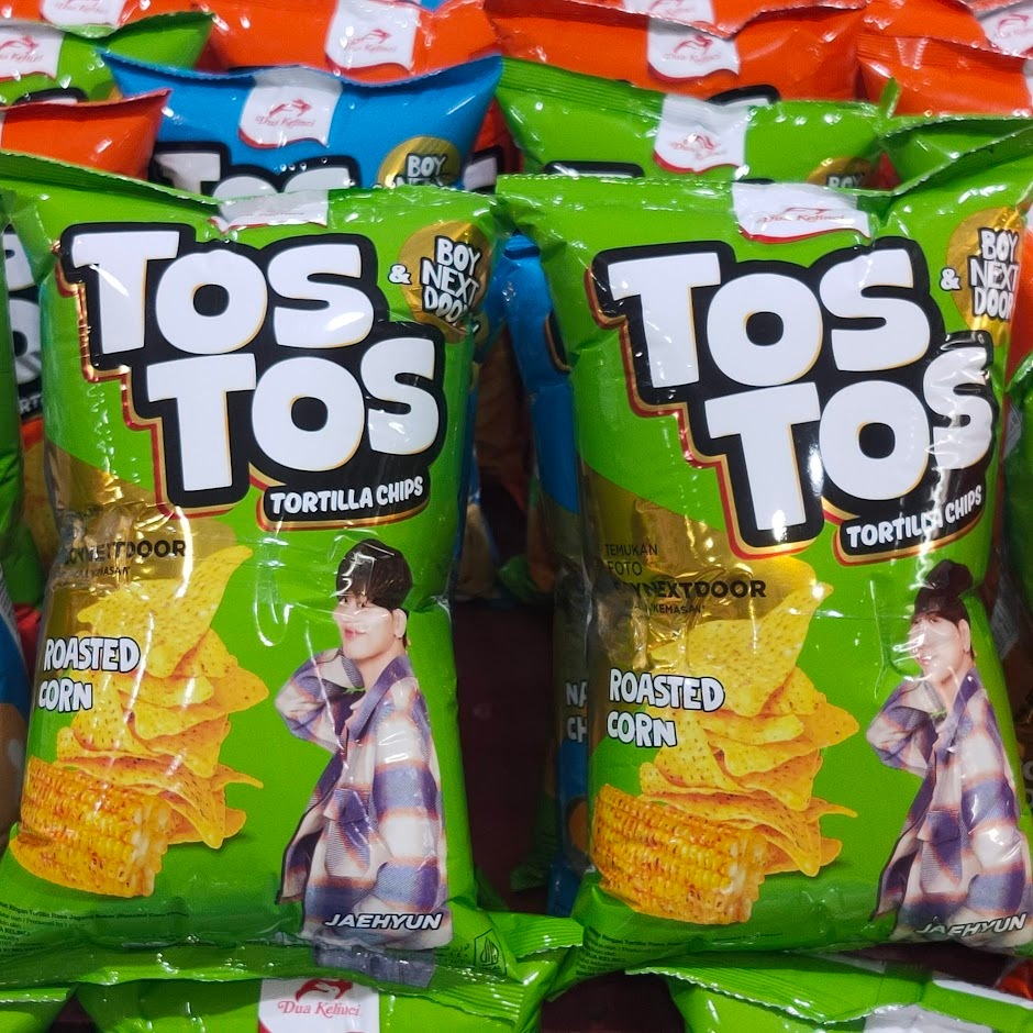 

TOS TOS Tortilla Chips 140gr rasa Roasted Corn, Korean BBQ, Nacho Cheese Dua Kelinci
