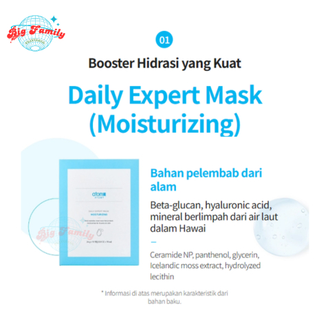ATOMY MOISTURIZING DAILY EXPERT MASK , MASKER PELEMBAB