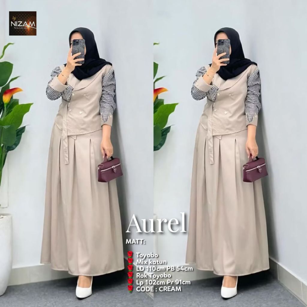 AUREL SET VEST ROK / KATUN POLOS PREMIUM