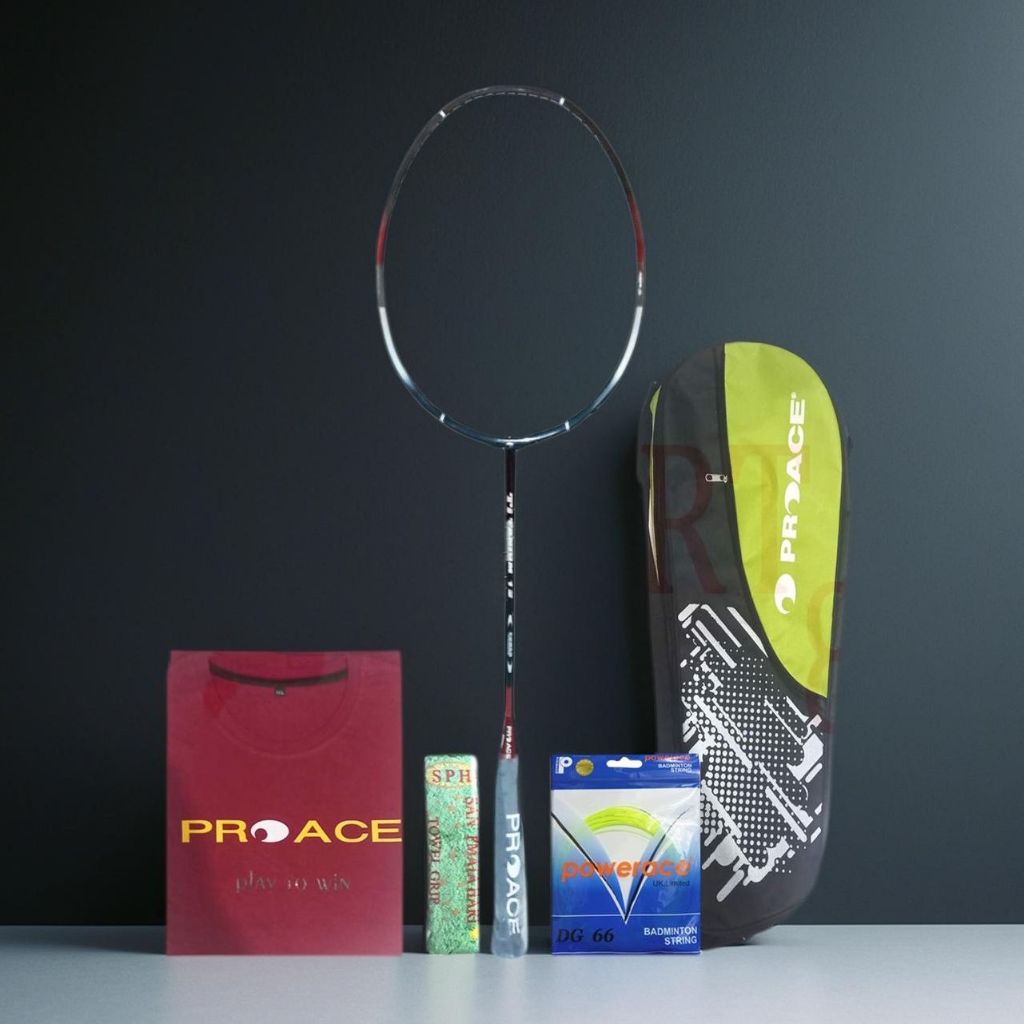 Raket Badminton Pro Ace Titanium 12 Bonus Komplit Raket ProAce Titanium 12