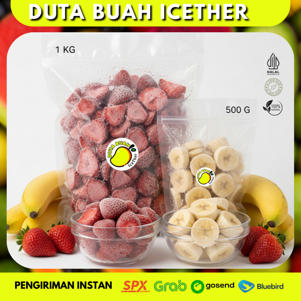 

Paket Bundling Strawberry 1KG + Pisang Cavendish 500g l Duta Buah Icether Bandung