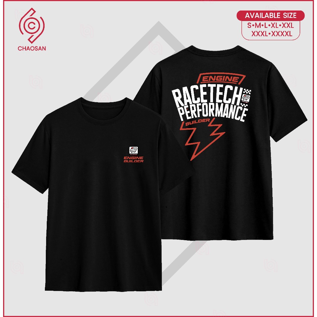 T-Shirt Kaos Racetech Performance Engine Builder Lengan Pendek 24s