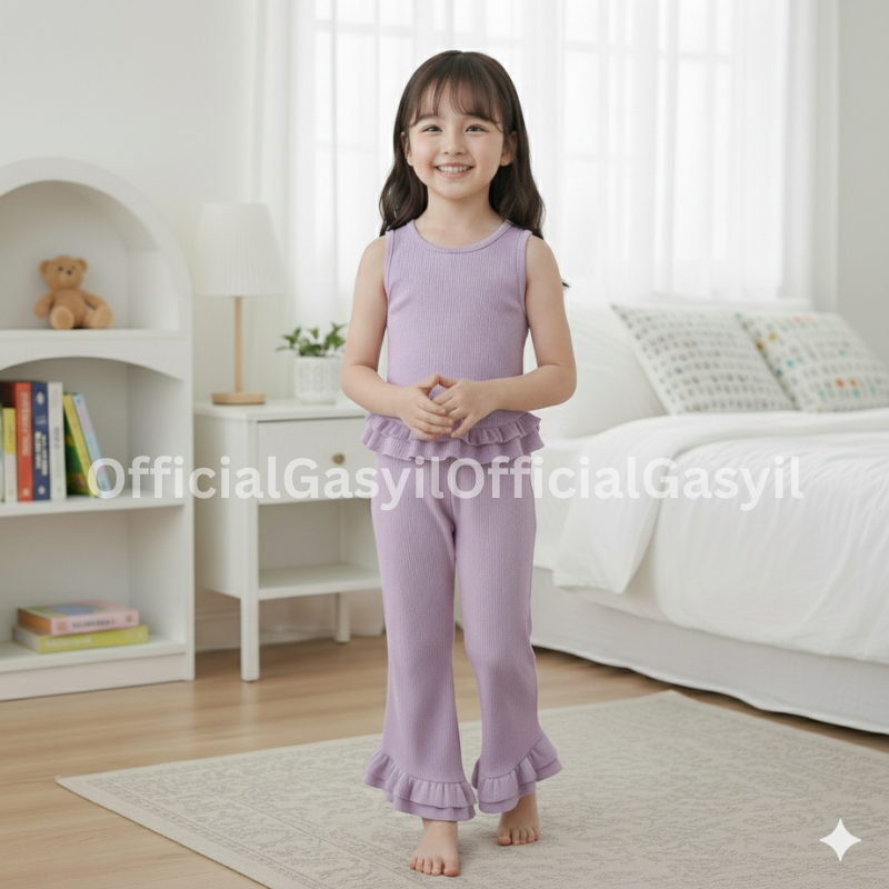 GASYIL Setelan Anak Perempuan Rib Premium / Baju Anak Hagia / One Set Perempuan Korean Style