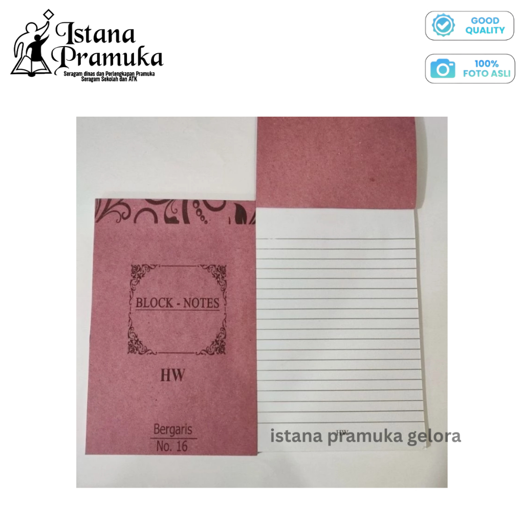 

Buku Block Note, Blok Notes, Notes Bergaris Dan Polos No. 16 - Istana Pramuka Gelora