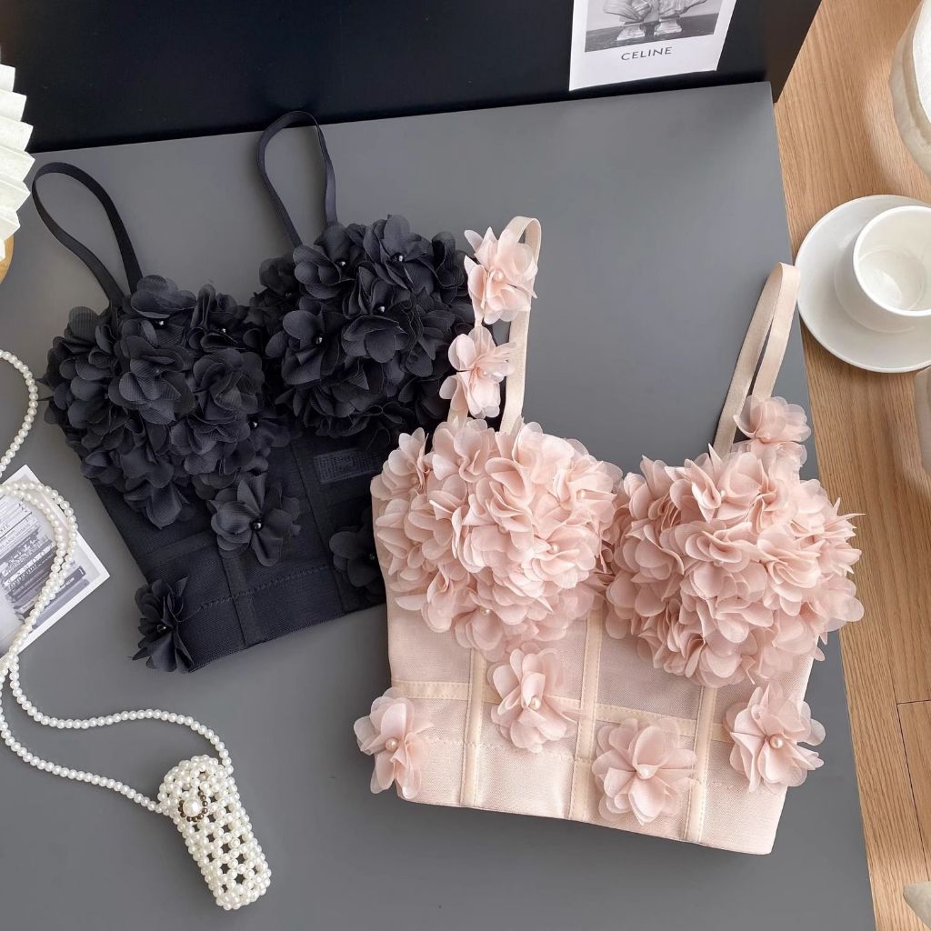Tikazyka - Bustier Flower 3D Top Crop Korset Cantik