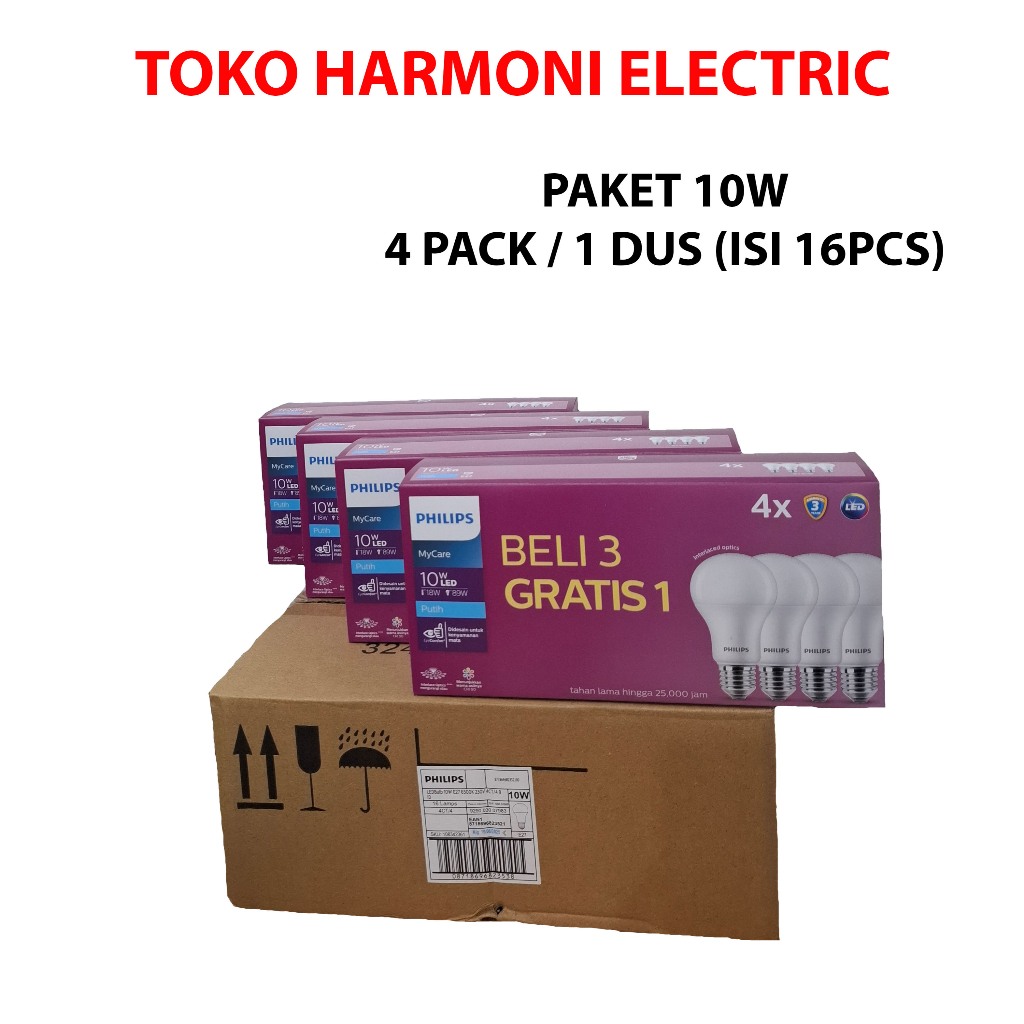 Lampu LED Philips  multipack 3 free 1 10Watt 4 Pack / 1 Dus