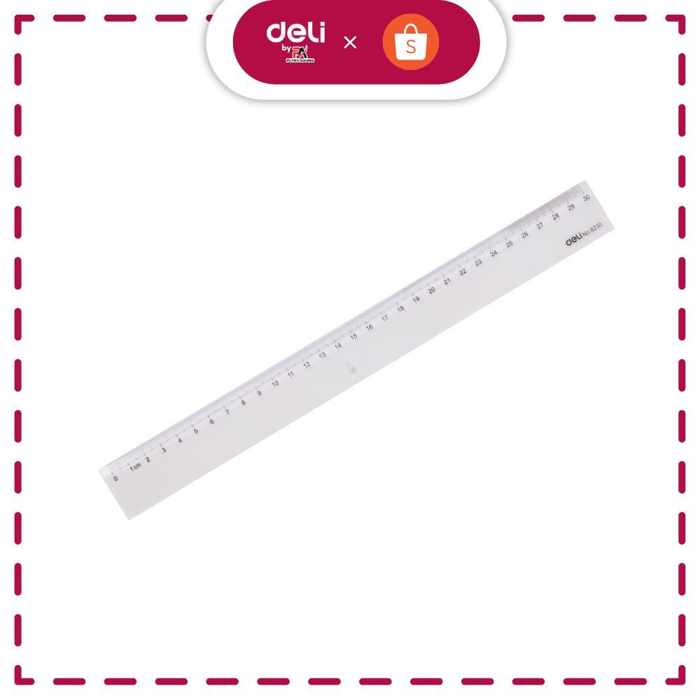 

Deli Penggaris Kualitas tinggi lulus uji ultra transparant pengukuran akurat 30cm E6230