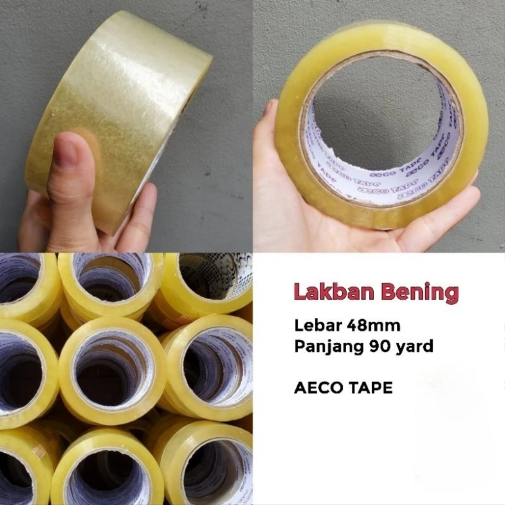 Lakban bening / Selotip Aeco Tape untuk packing / lakban bening aeco/ lakban aeco - termurah