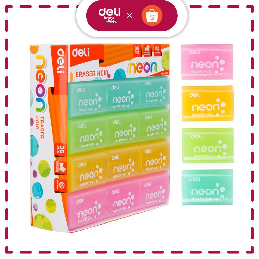 

Deli Penghapus Pensil Warna Neon bahan Eco-PVC kualitas bagus EH01000