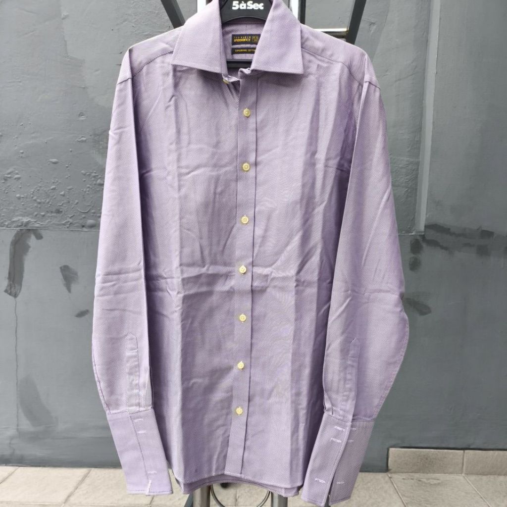 PRELOVED KEMEJA PRIA LENGAN PANJANG UNGU PUTIH WHITE PURPLE "TED BAKER"