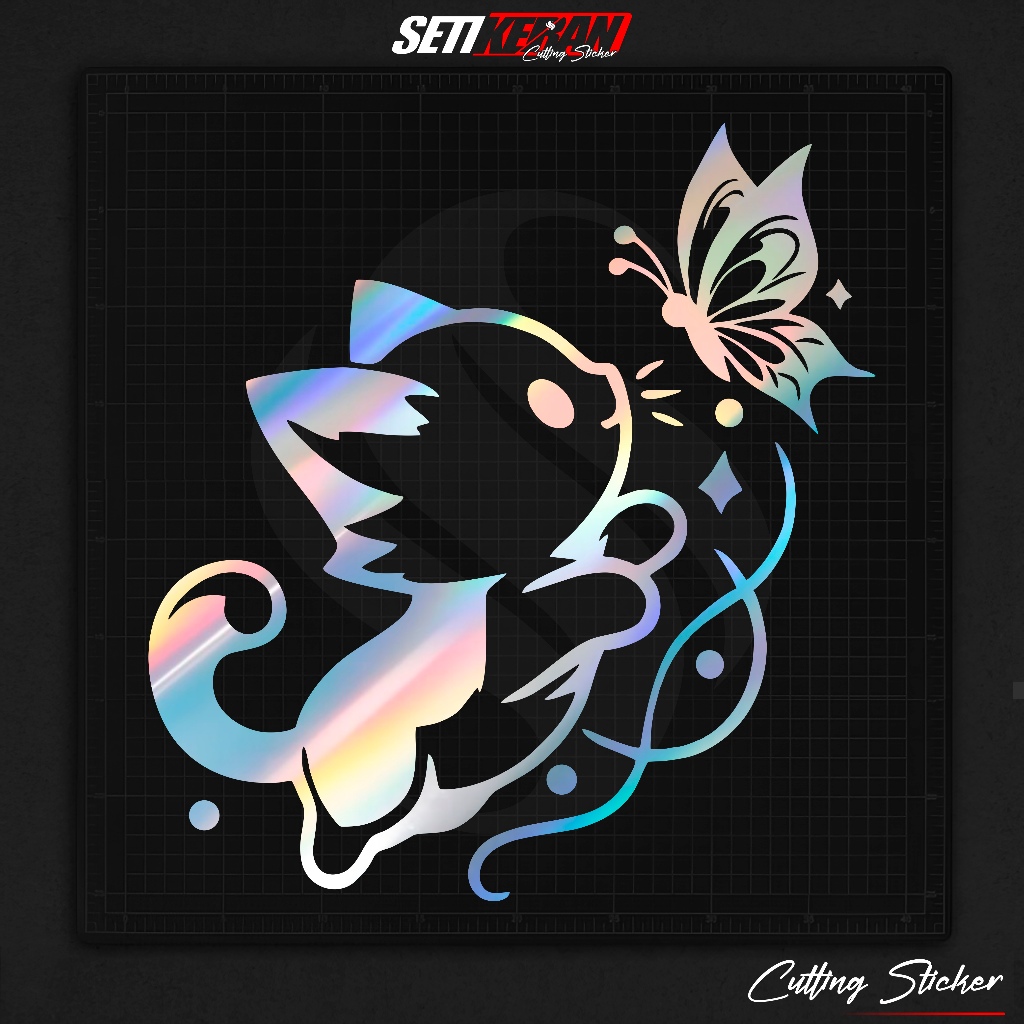 Cutting Stiker Kucing Variasi Motor Mobil Sticker Kucing Lucu Hologram Universal Lucu Timbul Keren N
