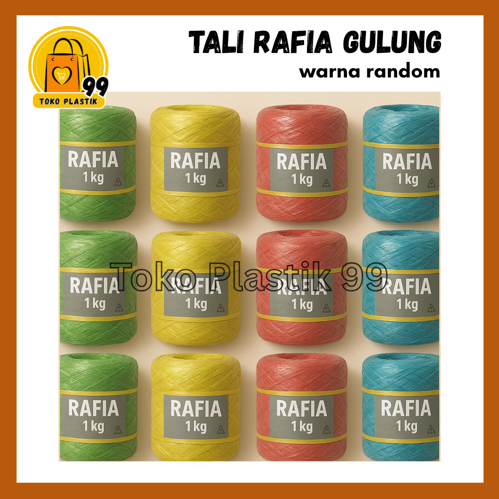 [TERMURAH] (1 Kg) Tali Rafia 1Kg Warna Random / Tali Rafia Gulung 1Kg Warna Warni / Tali Rafia Jumbo