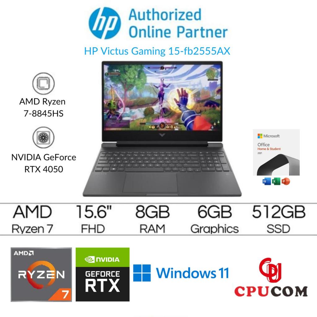 Laptop HP Victus Gaming 15-fb2555AX Ryzen 7-8845HS 8GB 512GB SSD RTX4050 Win11+OHS