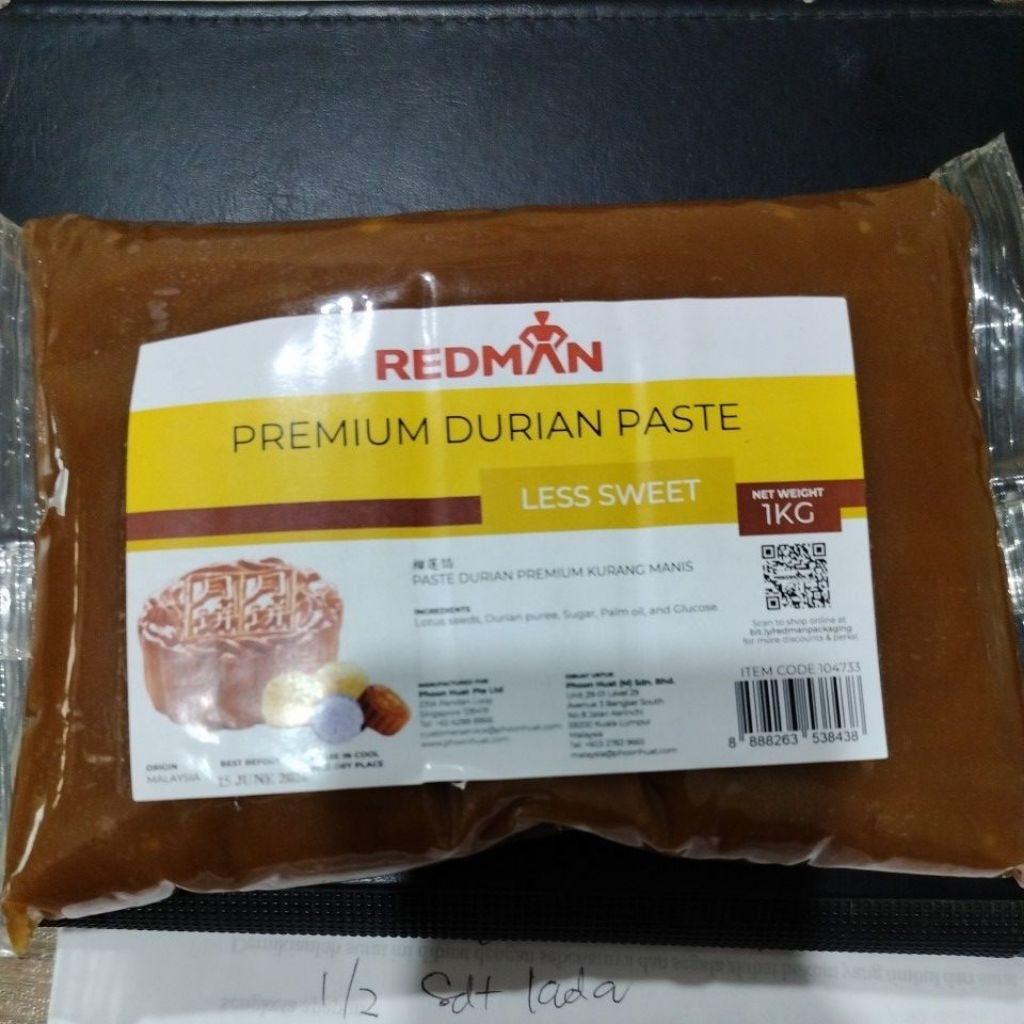 

durian lotus premium redman less sweet filling mooncake