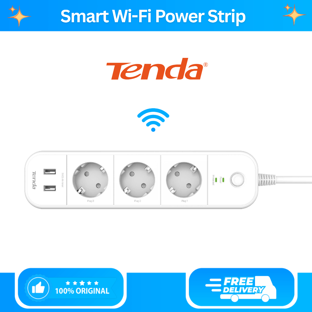 Tenda Smart Power Strip WiFi - Adaptor Colokan Listrik Stop Kontak Terminal Wifi