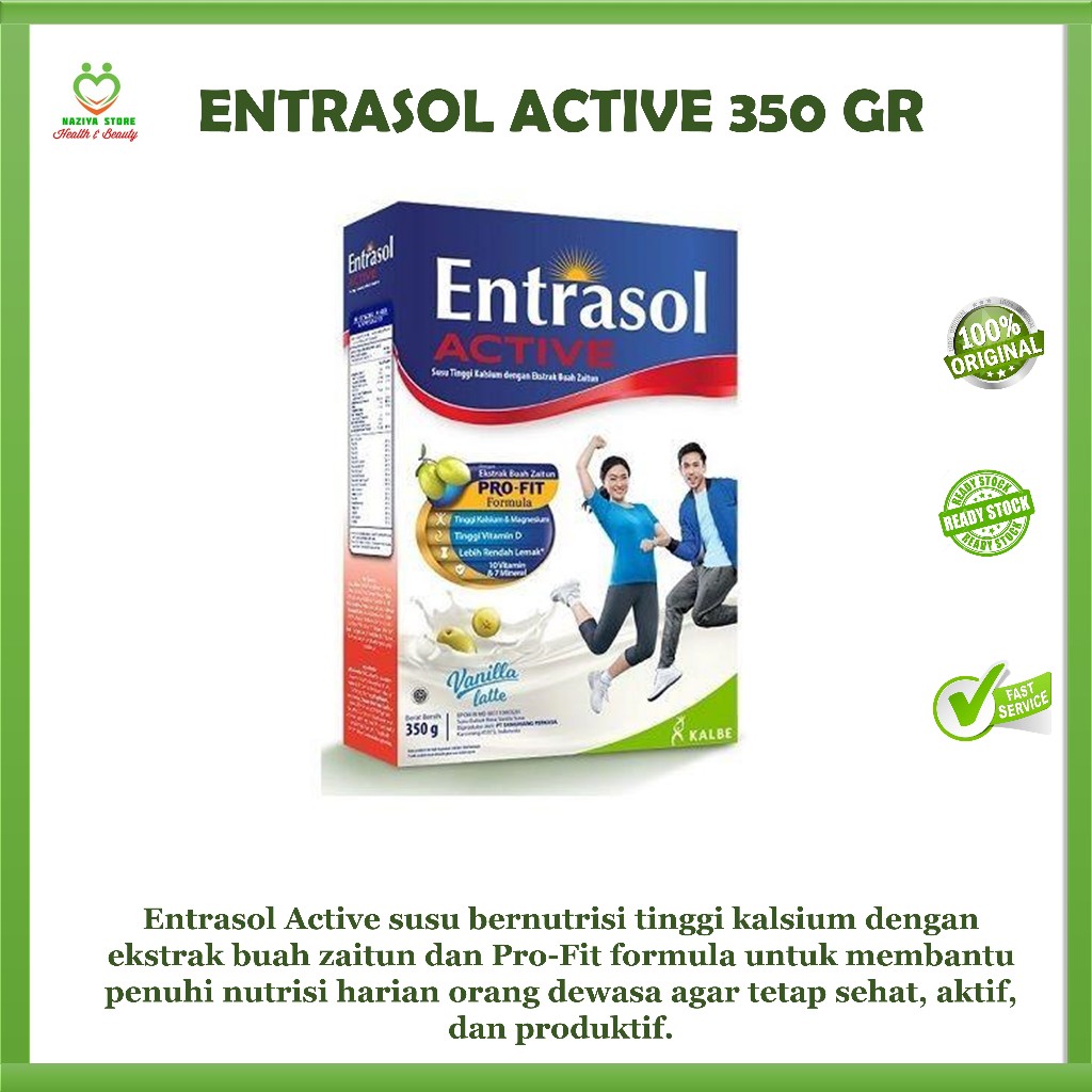 

ENTRASOL ACTIVE 350 gram Rasa Cokelat, Vanila Latte,Mochacino - Susu Lansia - Susu Tulang