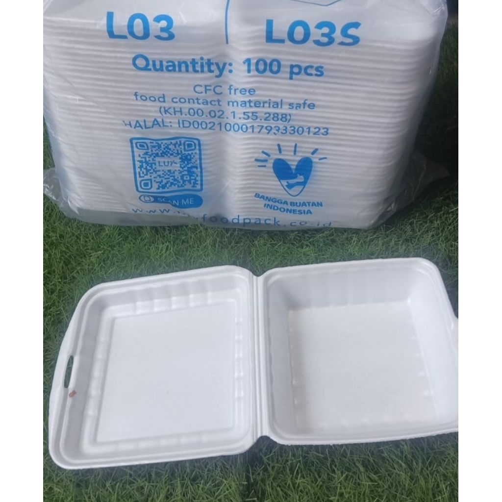 (Ecer 10, 15, 20, 25pcs) Styrofoam Nasi LO3(POLOS) LUX/Foam Nasi/ Gabus Nasi(Harga Sudah Termasuk Bu