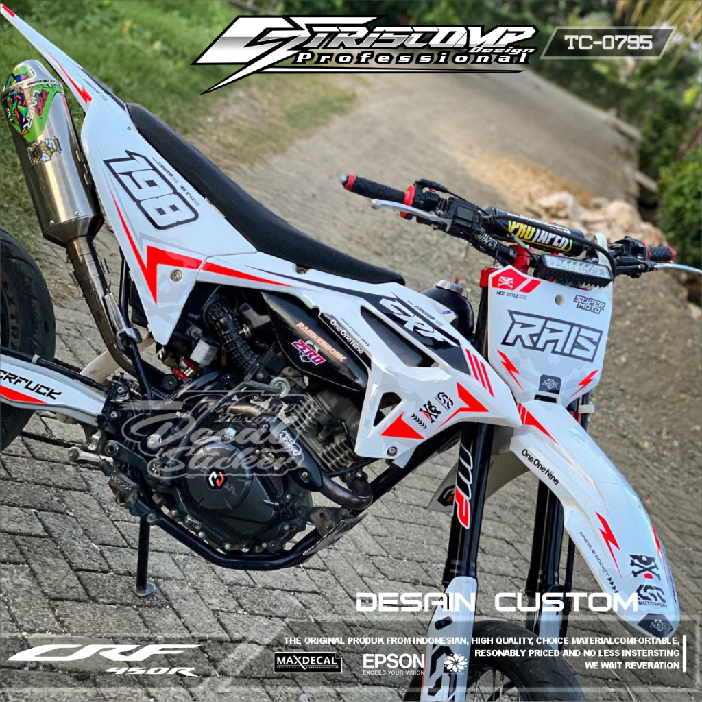 Sticker Custom Decal CRF 450 R / CRF 150 L Fullbody Motif simpel Custom Bisa Reques - Decal Motor Ho