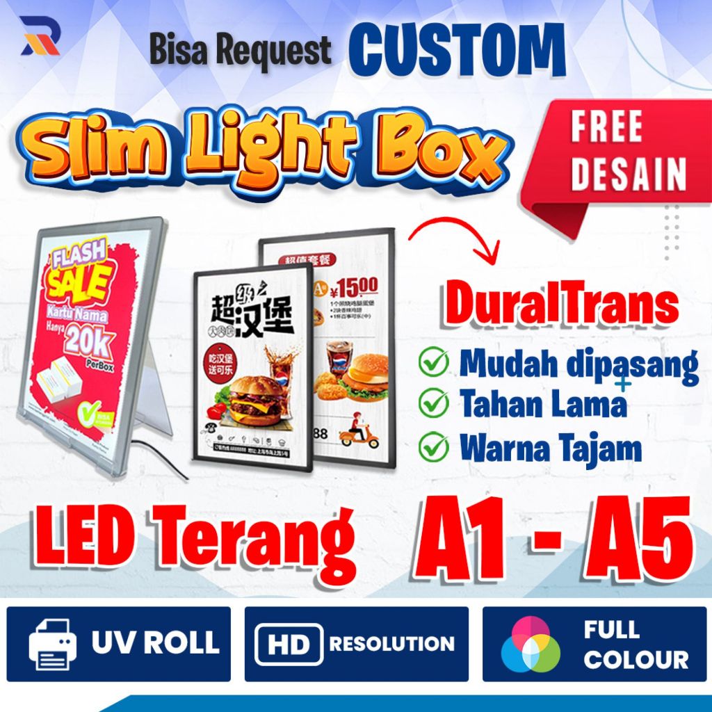 

Slim Light Box Akrilik UK A1 - A5 | Stand Light Box | LED Light Box PREMIUM | Free Desain