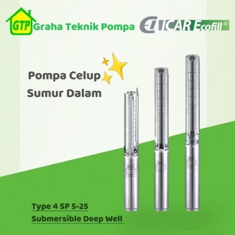 Icar Ecofill 4 SP 5-25 Pompa Celup Sumur Dalam - Submersible Deep Well