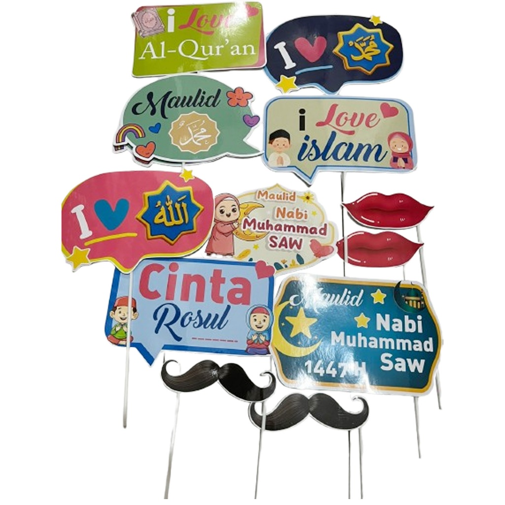 PROPS PHOTOBOOTH TEMA HIASAN MAULID NABI MUHAMMAD 12PCS