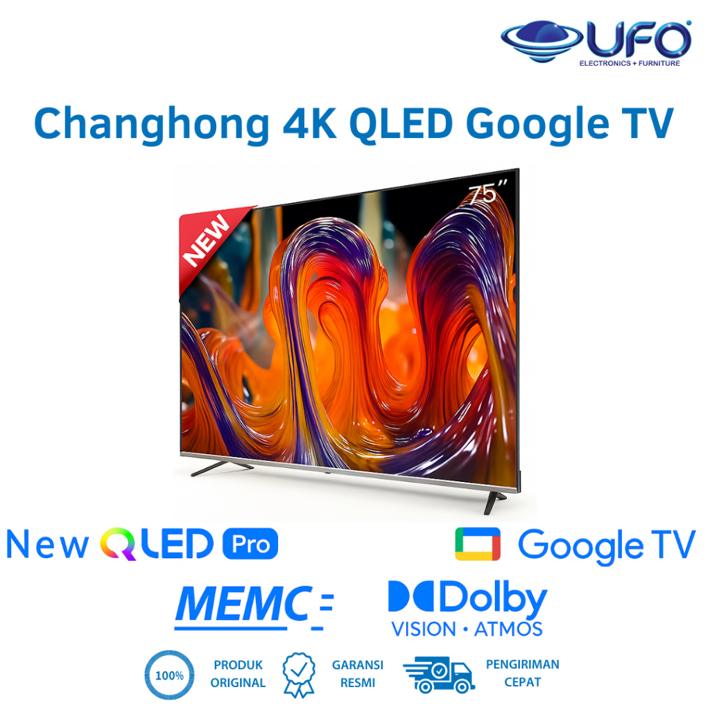 Changhong 75 Inch Smart Google QLED TV 4K UHD U75QM10