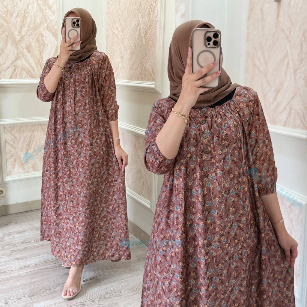 Raisa Midi Dress Rayon Viscose Allsize Daster Bumil Busui Wudhu Friendly