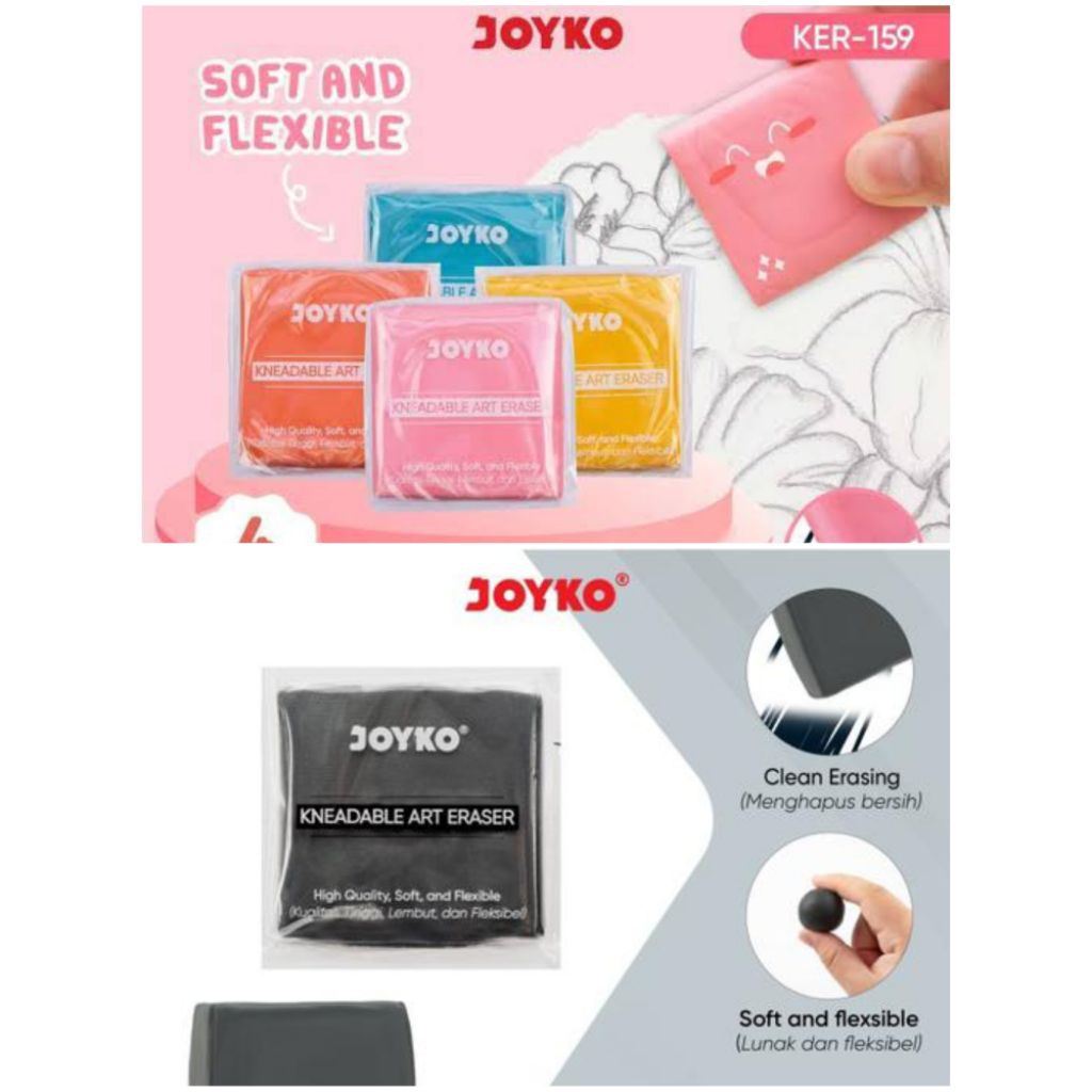 

JOYKO KER138 KER159 KNETGUMMI KNEADABLE ART ERASER FLEXIBLE PLASTICINE ELASTIC ERASER PENGHAPUS CLAY PLASTISIN FLEKSIBEL ELASTIS ULI YANG BISA DIBENTUK