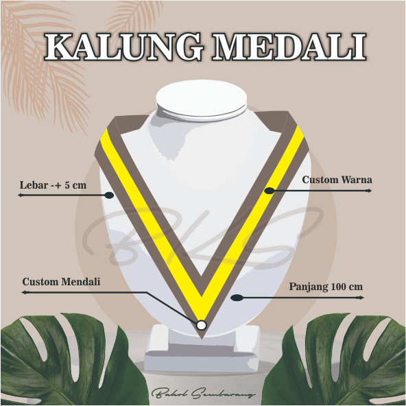 KALUNG GORDON/MEDALI/WISUDA CUSTOM ABU-ABU STRIP KUNING