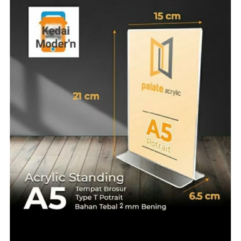 

Akrilik Display Brosur A5 dua sisi ketebalan 2 mm
