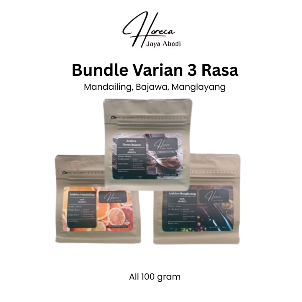 

Horeka Jaya Abadi Bundle of 3 - Kopi Mandailing, Bajawa, Manglayang - 100gr
