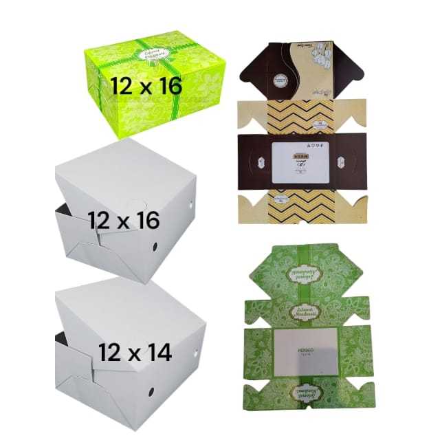 

Dus Kue / Dus Snack Ukuran 12x14 – 12x16 cm Putih & Motif Elegan