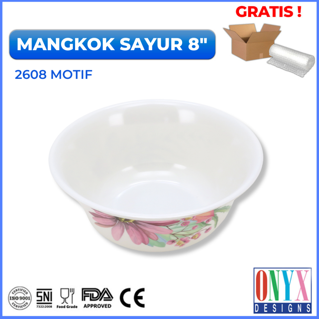 Mangkok Makan ONYX Melamin 8 inch Motif - 2608