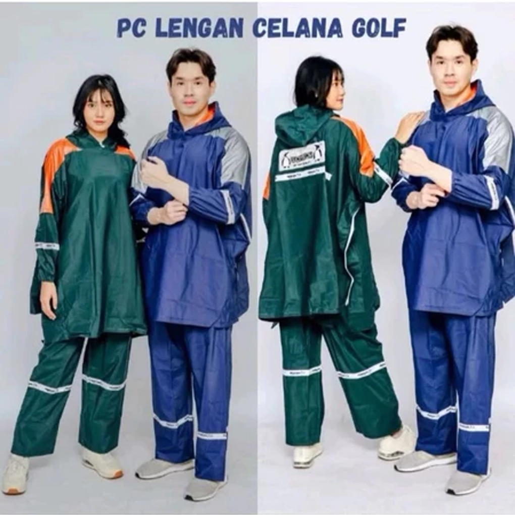 Jas Hujan Ponco Lengan Golf + Celana Penguin's Jas Hujan Penguis Bahan PVC Jas Hujan Jumbo