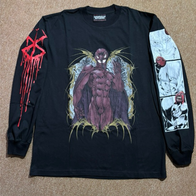 (I) Kaos Berserk Lengan Panjang Bootleg Grimace Hitam L Anime