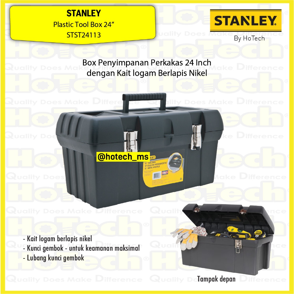 Stanley STST24113 Plastic Tool Box| Storage 24 Inch Toolbox With Metal Latches