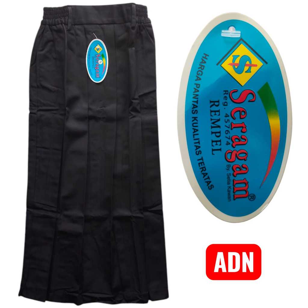 Rok Sekolah | Rok Hitam | Rok Panjang Rempel HITAM | Merek SERAGAM
