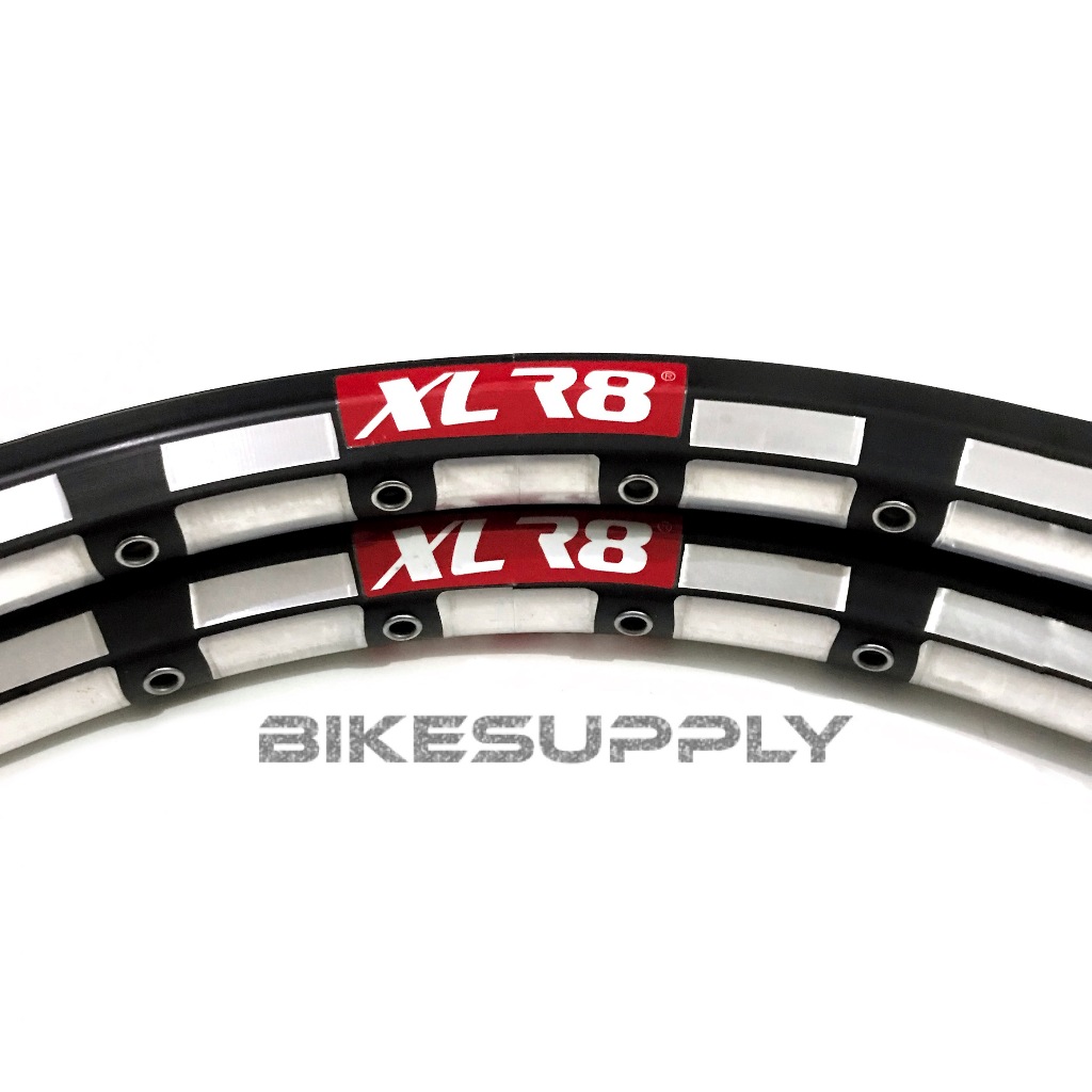 Velg Sepeda Ukuran 20 Murni Merk XLR8 28 H Hole Warna Hitam Kombinasi Chrome Rem Cakram Disc Cop FV 