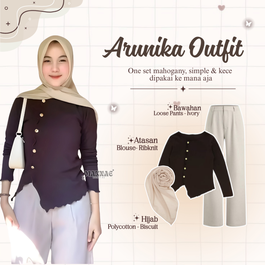 Baju Setelan Wanita Kekinian ( Blouse - Celana Kulot - Hijab Segi Empat )  OOTD Outfit Hijab LQ004