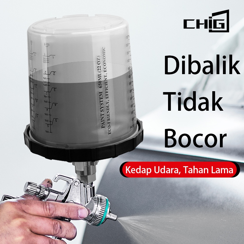 CHIGE Tabung Spray Gun 400ml 600ml – Cup Cat Semprot Dengan Filter Snap Lid System Snap Paint Mixing