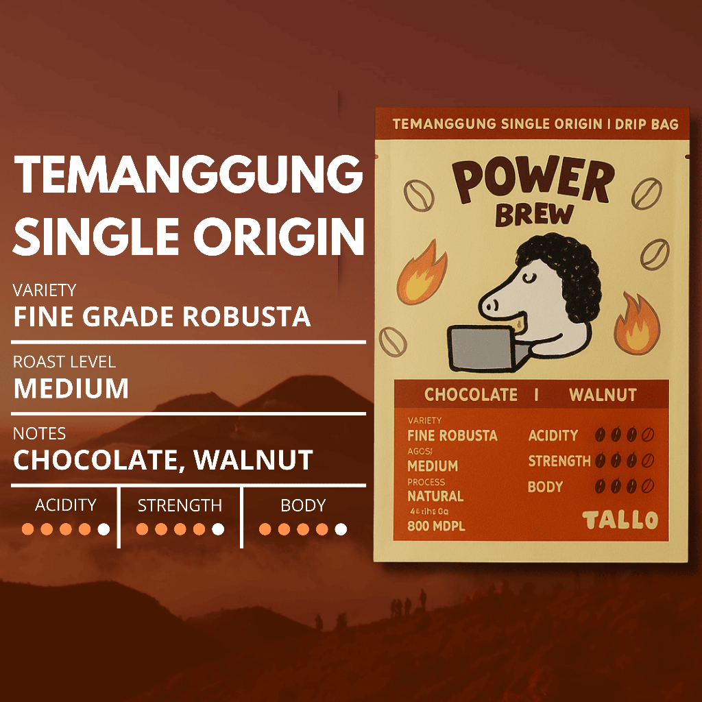 

Tallo Drip Bag Coffee | Robusta 100% | Fine Robusta | Power Brew | Temanggung Single Origin | 10gr