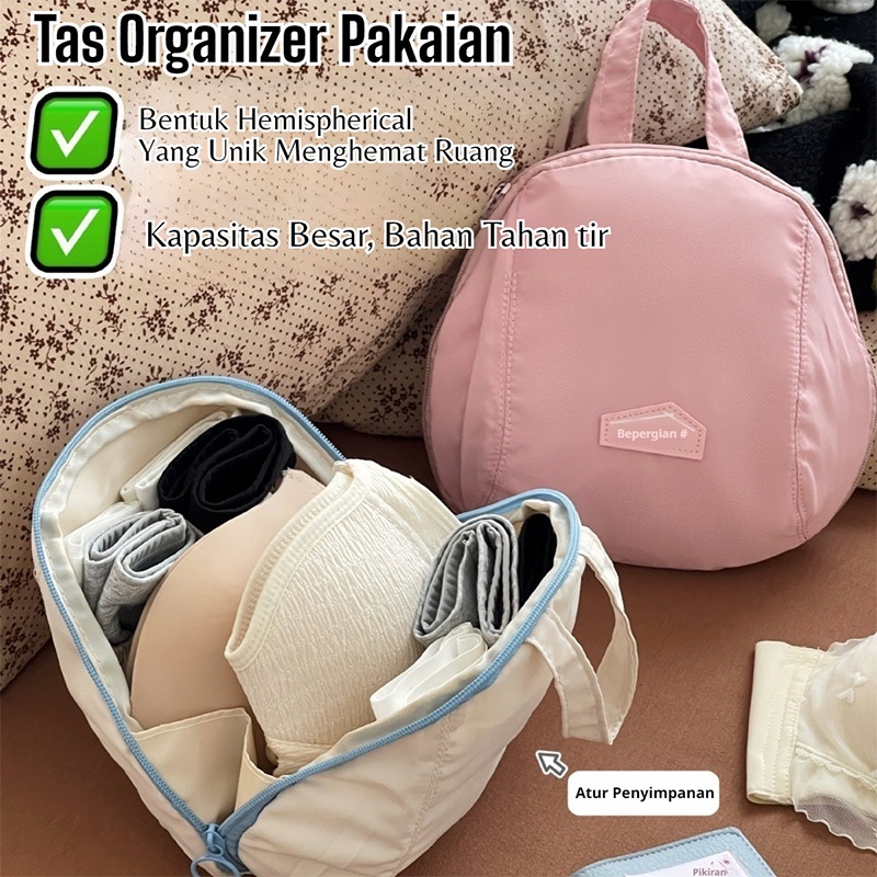 ⚡️COD+GRATIS ONGKIR⚡️Tas Organizer Pakaian Dalam 3in1 Bentuk Kerang/Tas Penyimpanan Pakaian Dalam Un