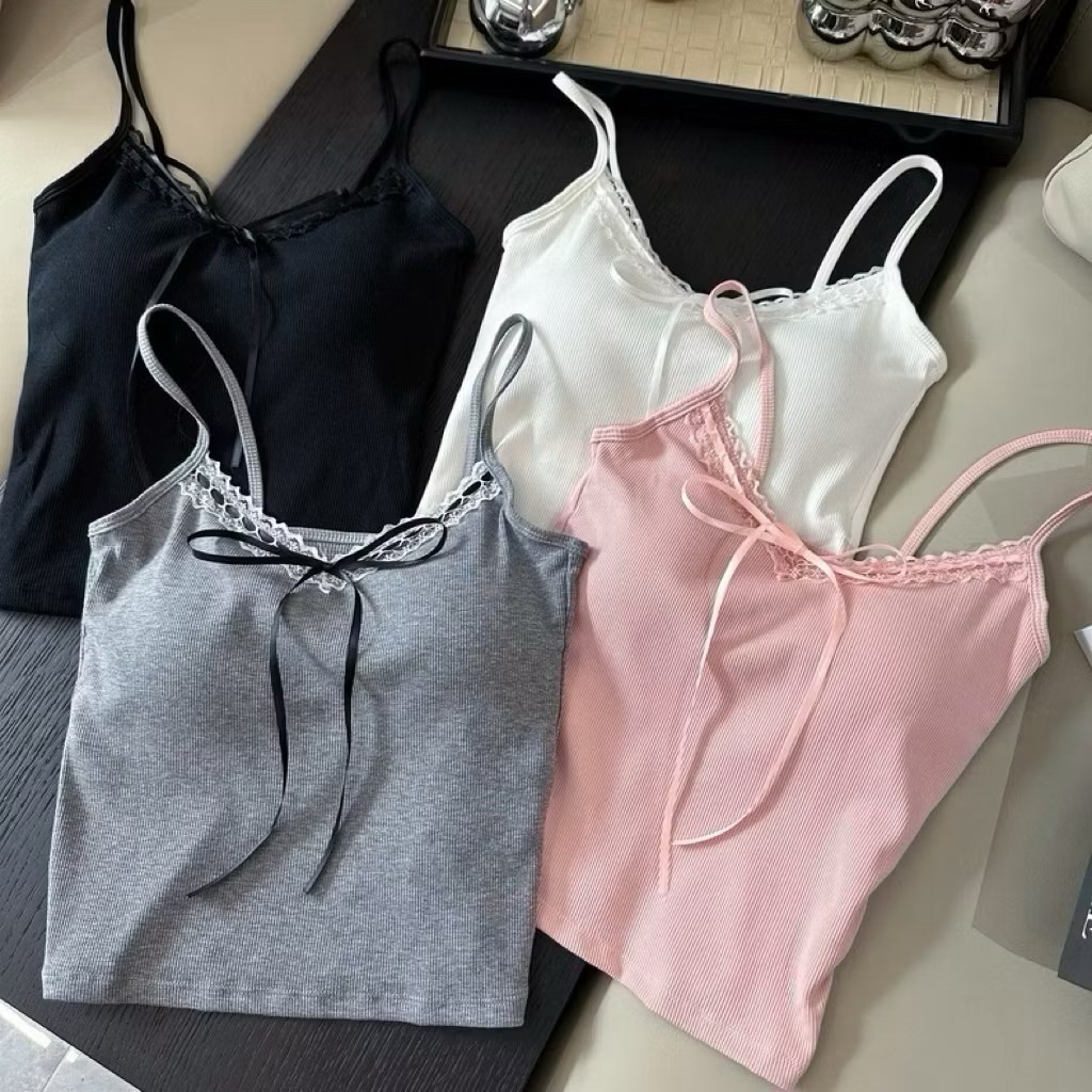 Tank Top Tali Pita Tanpa Kawat Halus Wanita Atasan Fashion Korea TB403 - Tang top Crop Top Bra Sexy 