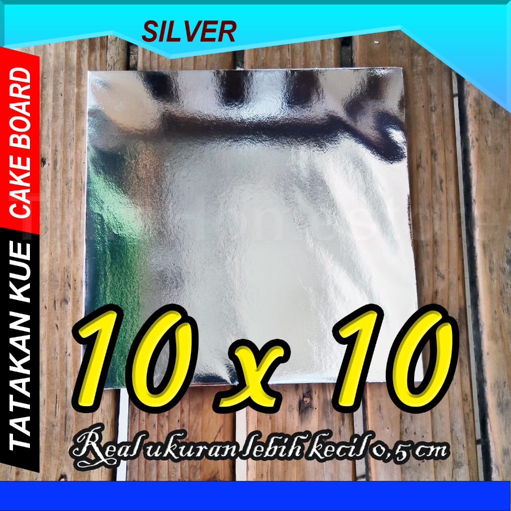 tatakan kue 10x10 cm cake board alas kue ultah / tatakan kayu silver / alas kue kayu ultah