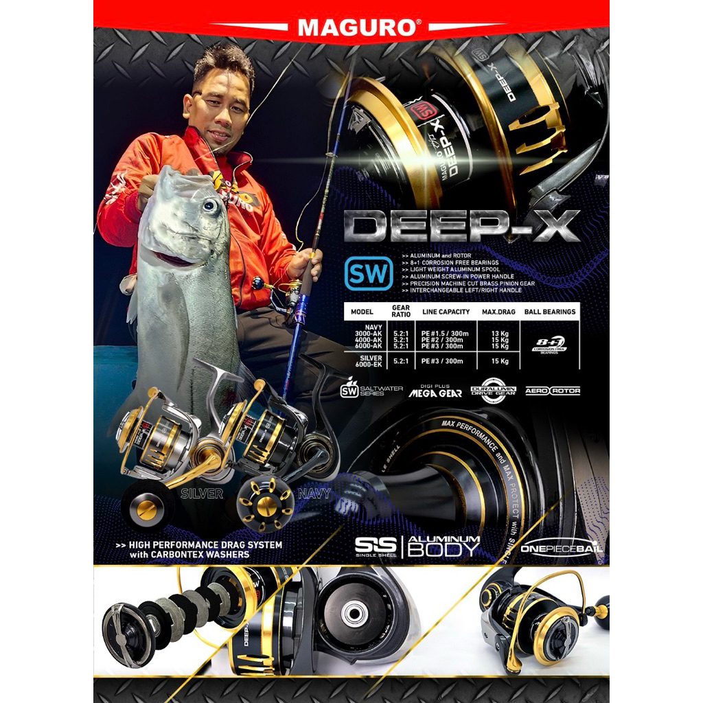 Reel Spinning Terbaru Maguro DeepX ( Free Baju Original Maguro )