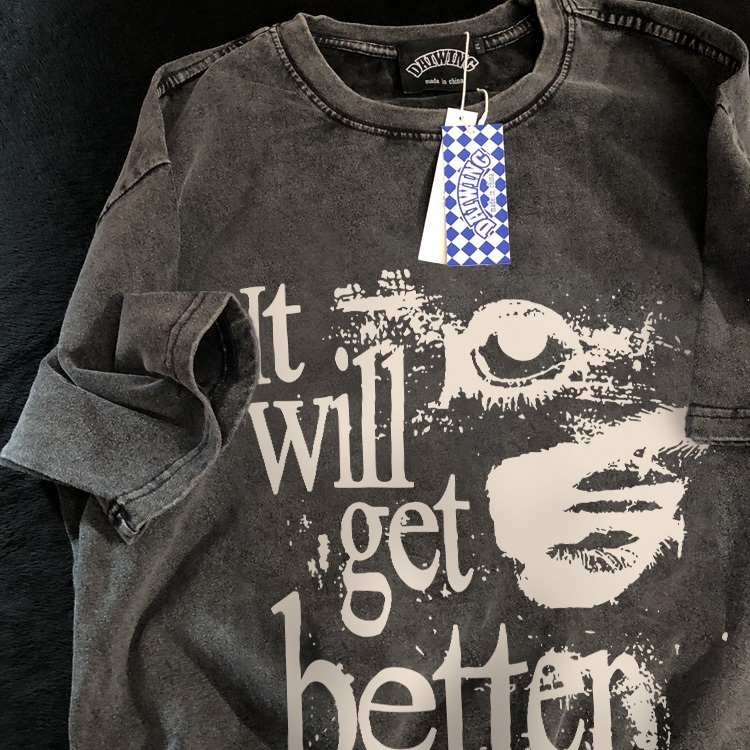 Disneay Kaos Boxy Pria/ Pengelupasan Kulit Wajah Gambaran Abstrak Alfabet Cetak Pola/Kaos Pria Distr