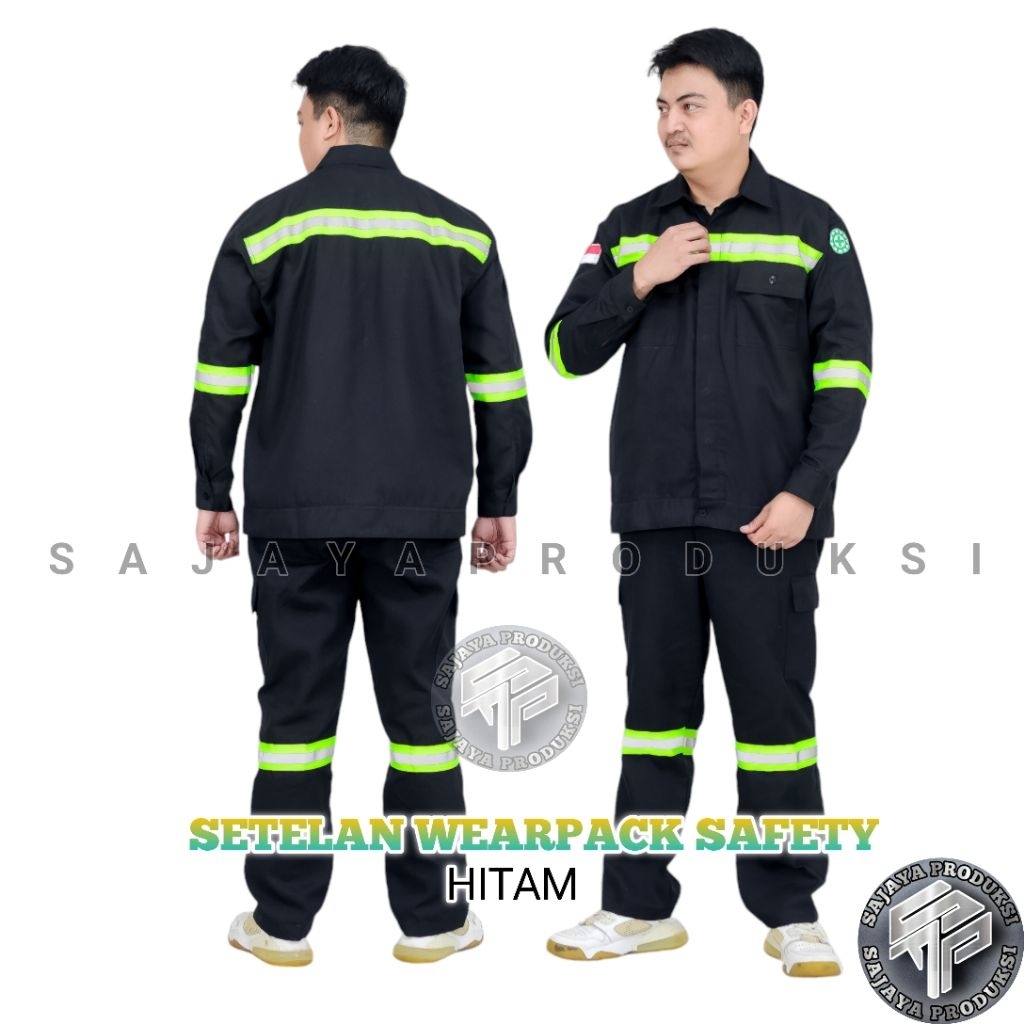 Sajayaproduksi wearpack safety setelan warna hitam baju safety wearpack kerja safety setelan baju da