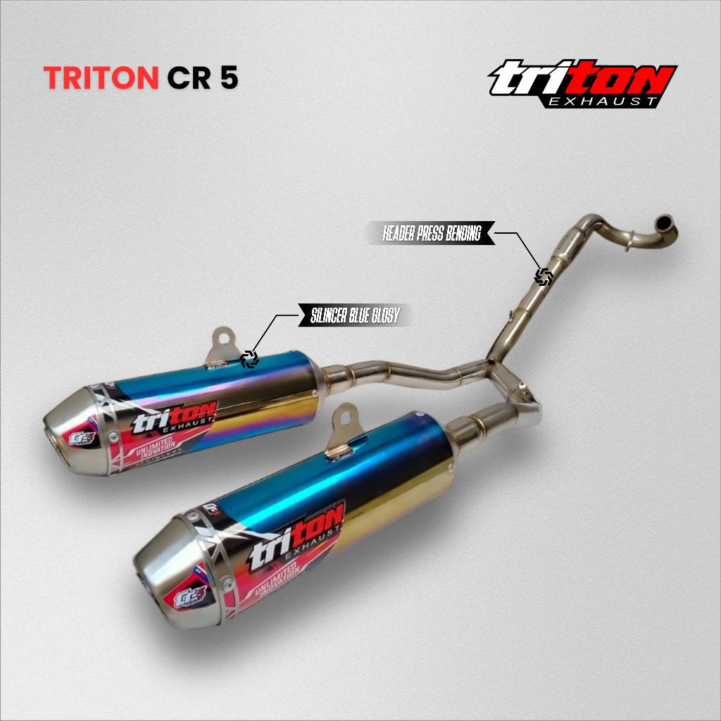 Knalpot Racing CRF150 Wr155 Klx150 Double Muffler Original Triton Type Cr-5 Full System
