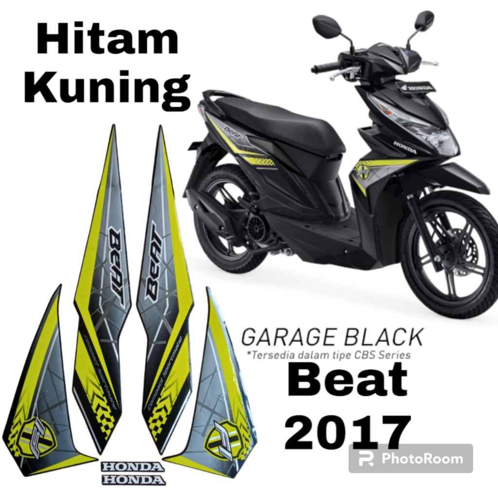 striping honda beat 2017 hitam kuning, lis motor honda beat 2017 hitam kuning