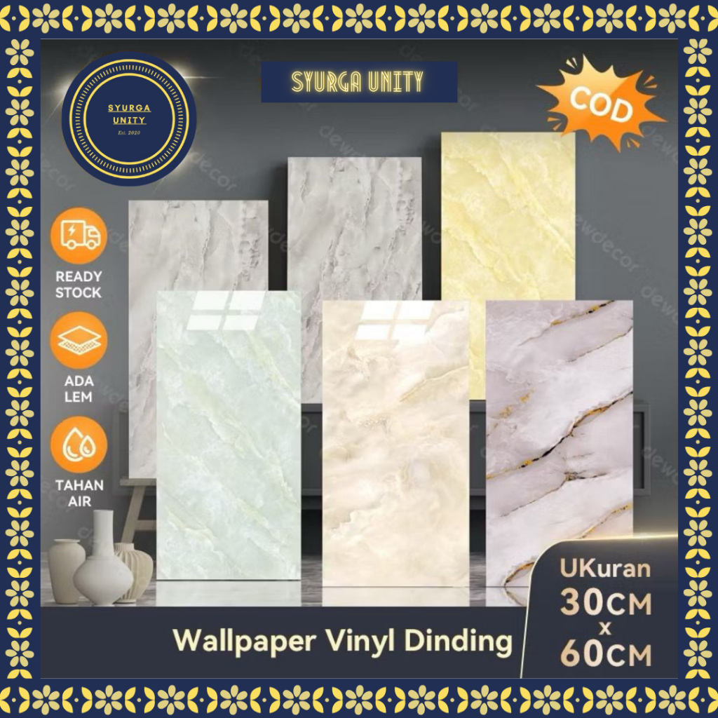 HARGA GROSIR Wallpaper Dinding Vinyl Marble Marmer PVC